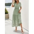 thumbnail image 3 of PRETTYGARDEN Women's Summer Boho Maxi Dress Spring Floral Short Sleeve V Neck A Line Flowy Beach Wedding Guest Dresses, 3 of 9
