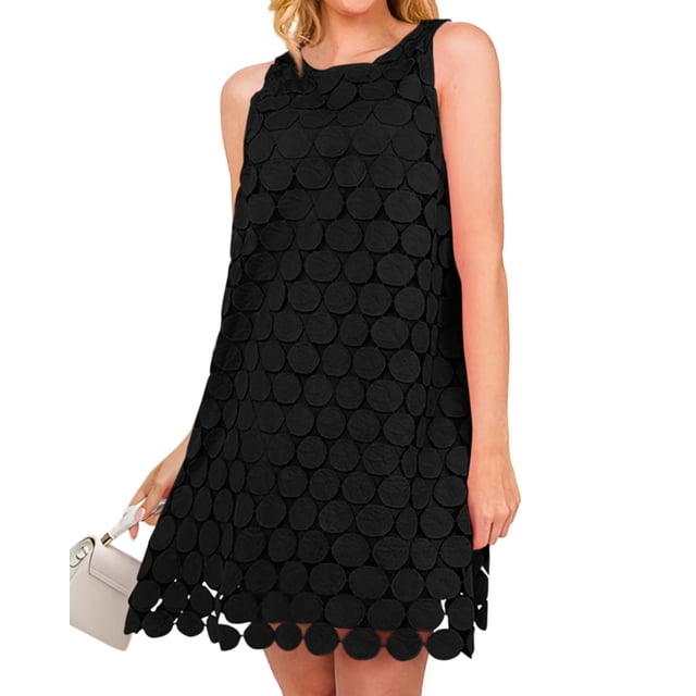 Vestido BTFBM para mujer, hueco, bordado circular, negro