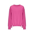 thumbnail image 5 of PiGOGI Women's Casual Sweatshirts Crewneck Long Sleeve Fuzzy Fleece Jackets Side Slit Midweight Pullover Fall Fashion 2025 Hot Pink L, 5 of 6