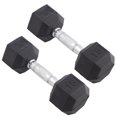 thumbnail image 1 of Par de mancuernas hexagonales de goma Body Sport de 15 lb con agarre cromado, 1 of 8