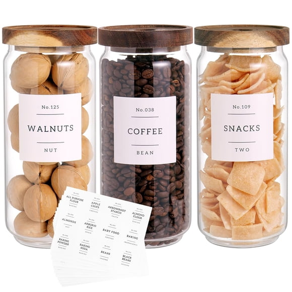 Frascos de vidrio para despensa CZZGSM, juego de 3 con tapa de acacia, 1 litro