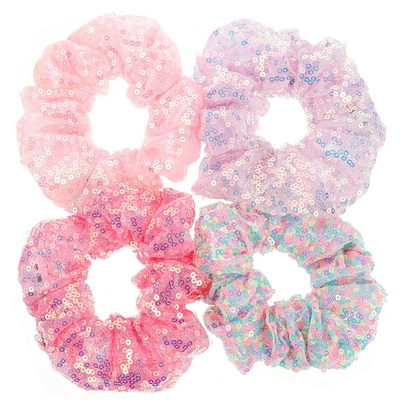 unbranded 4pcs Luminous LED Hair Scrunchy Elastic Hair Ties Mesh Hair Ring Party Headdress