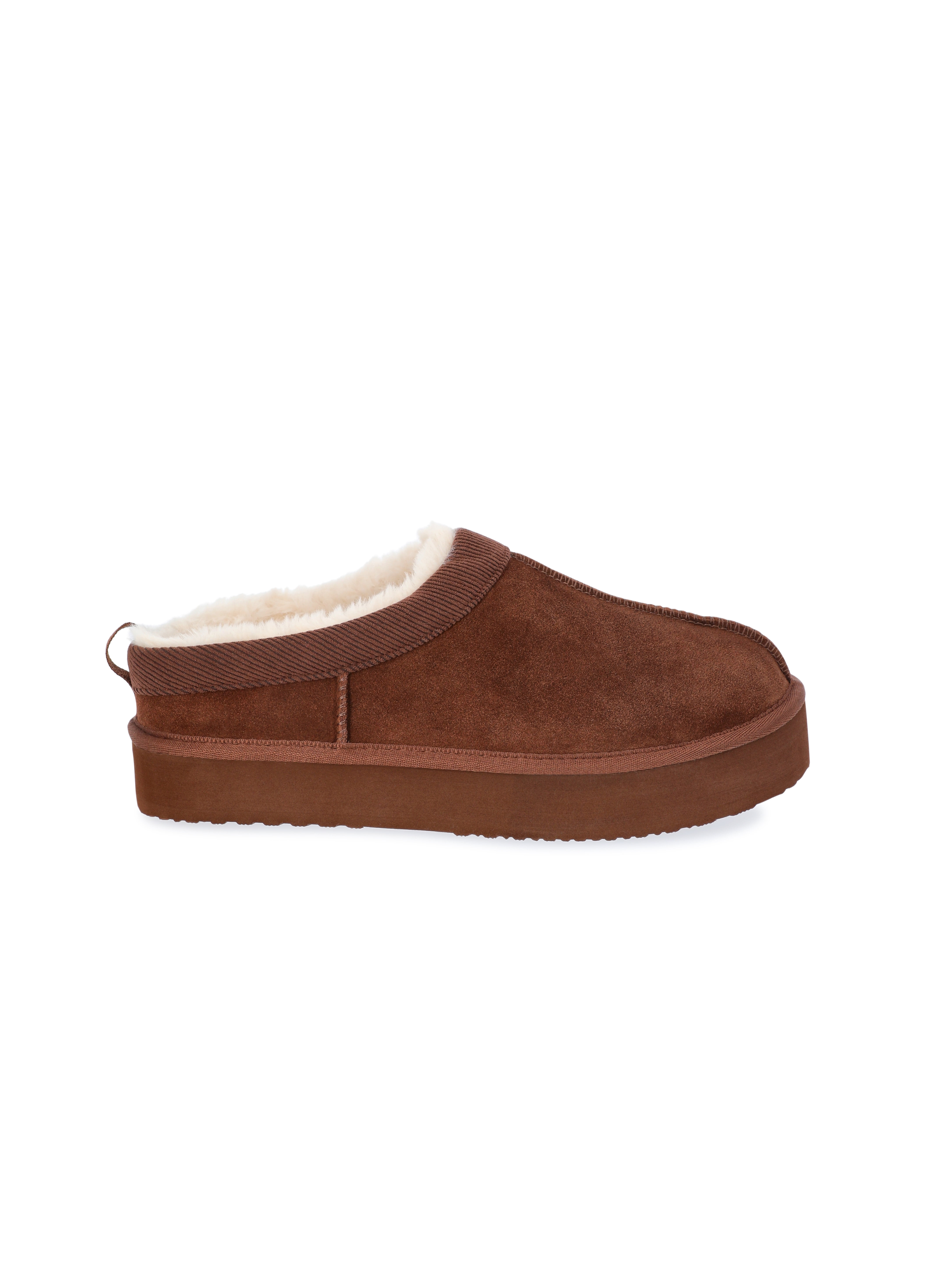 Joyspun Women's Ultra Short Faux Suede Platform Clog Slippers