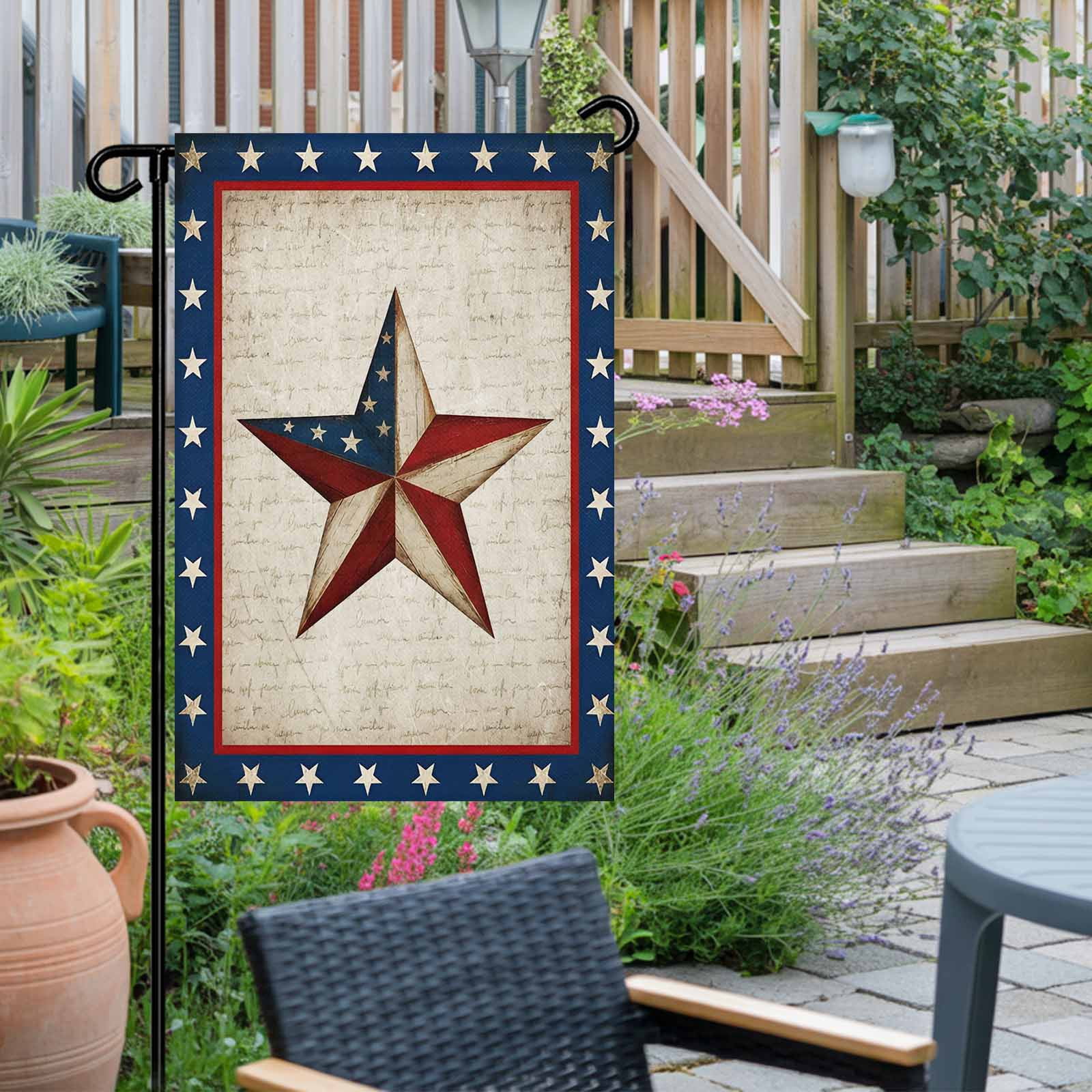 4th of July Garden Flags Patriotic Star Stripes Garden Flag Double Sided Welcome Flag Red White and Blue Independence Day Yard Flags for Outdoor Lawn Porch Memorial Day Holiday Decor 28x40 Inch