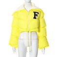 thumbnail image 1 of Chaqueta informal de algodón con cuello alto pequeño y bordado de color sólido a la moda para mujer, 1 of 6
