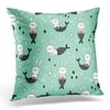 ARHOME Black Baby with Cute Bunnies Mermaids on Blue Beautiful Pillow Case Pillow Cover 18x18 inch