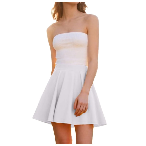 TaTaai Women Spring Summer High Waist Solid Color A-Line Bubble Skirt Comfort Fit Lightweight Breathable Machine Washable No Fading Versatile Daily Office Casual Wear Mini Skirt Gift