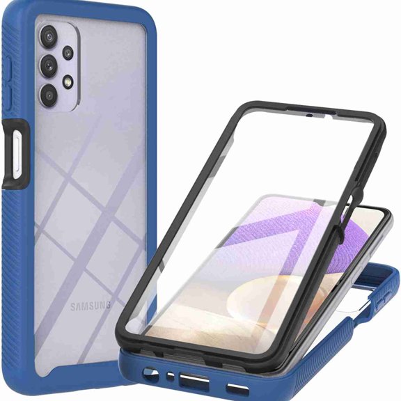 JiaheCover for Samsung Galaxy A12 Case, Samsung A12 Phone Case with Built-in Screen Protector Clear Slim Back Cover Shockproof Rugged Heavy Duty Bumper Full Body Protective Case, Darkblue