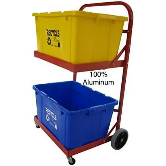 Red Aluminum Recycling Cart, 6E 1 lbs Capacity, 29x21x43 inches$$Office