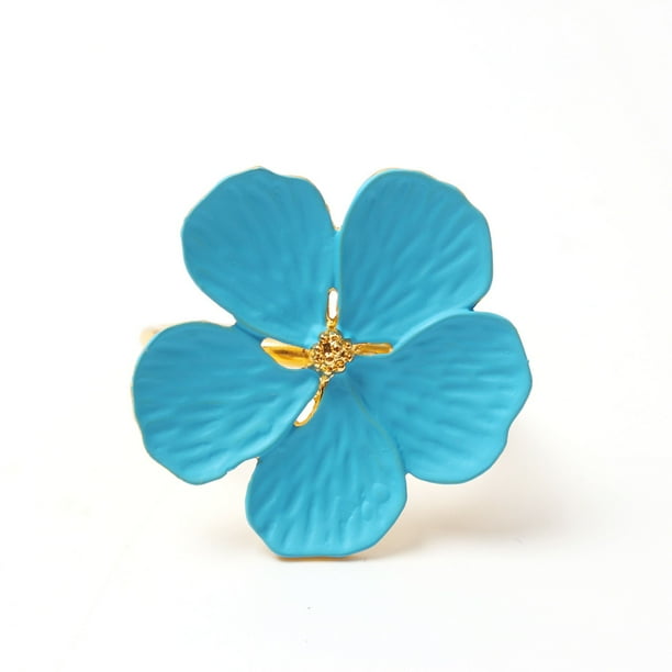 Xiao Hua Servilleteros decorativos de escritorio para restaurante familiar, con diseño de flores de colores, de aceite blanco y cinco pétalos de flor de ciruelo (6 unidades, azul)