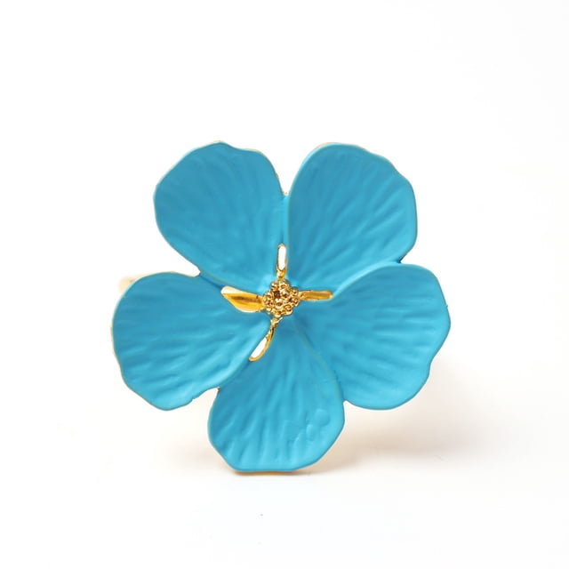 Xiao Hua Servilleteros decorativos de escritorio para restaurante familiar, con diseño de flores de colores, de aceite blanco y cinco pétalos de flor de ciruelo (6 unidades, azul)