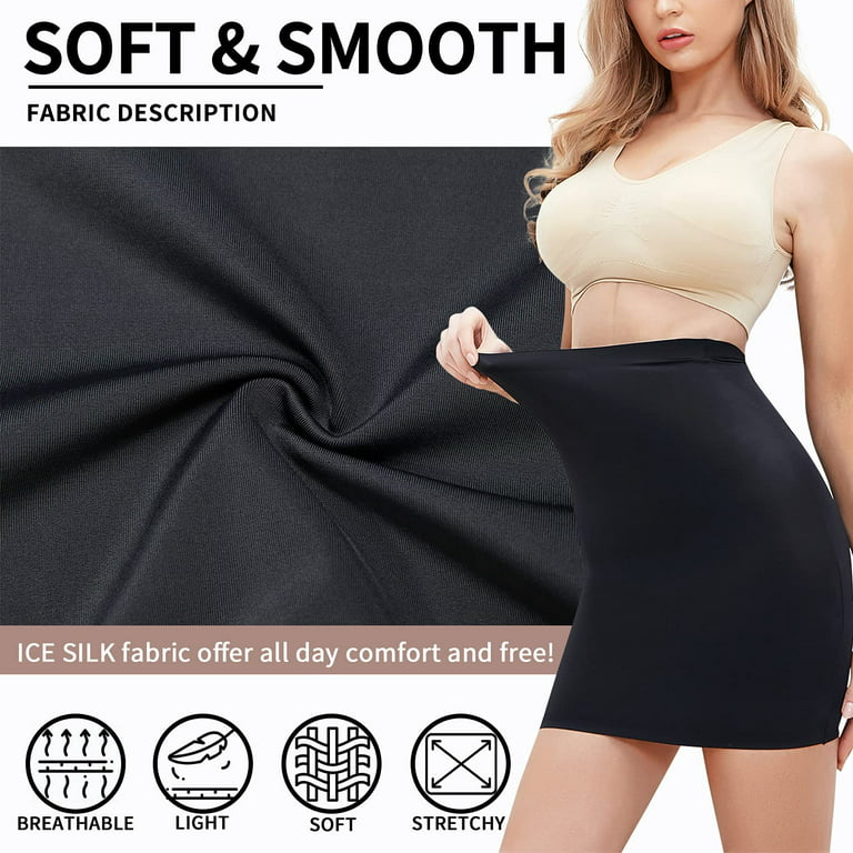 SHAPEVIVA Seamless Slips for Women Under Dress High Waist Shapewear Tummy  Control Skirts Body Shaper Smoother 