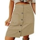 thumbnail image 2 of Falda Botón Delantero Cintura Alta Bolsillos Laterales Color Sólido Fibra De Poliéster Falda Casual Albaricoque XL, 2 of 6
