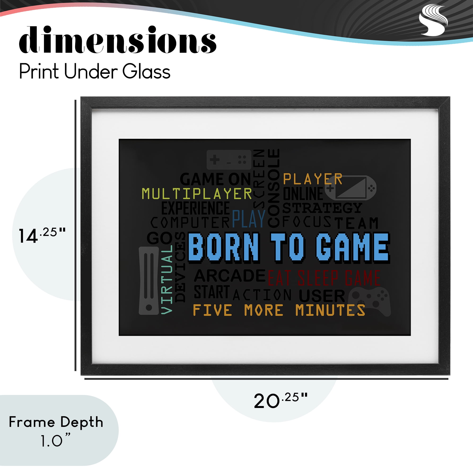Stupell Industries Born To Game Arcade Black Framed Print Under Glass, design by Kim Allen