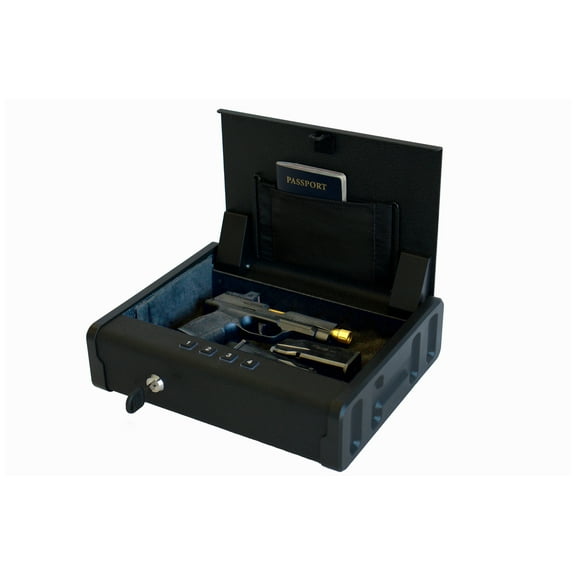 Portable Safe, Quick Access Biometric Safe Box, Small Lock Box with Keypad, Travel Safe for Home Hotel Office, 0.17 Cu.Ft Matte Black   Steel