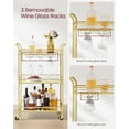 thumbnail image 5 of DreamyHM Bar Cart, Home Bar Serving Cart, Small Bar Cart with 3-Tier Shelf, Wine Holders, Glass Holders, Bar Cart for Small Spaces, Kitchen, Living Room, 15 x 23.6 x 36.2 Inches, Gold, 5 of 5