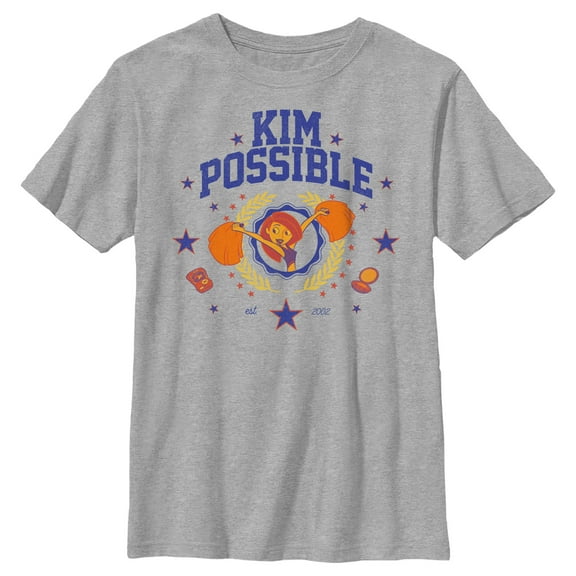 Boy's Kim Possible Cheerleader Kim Est. 2002  Graphic Tee Athletic Heather X Large