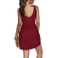 thumbnail image 2 of Women Summer Dress Sexy Scoop Neck Tie Shoulder Strap A-Line Skater Swing Mini Dress Sleeveless, 2 of 5