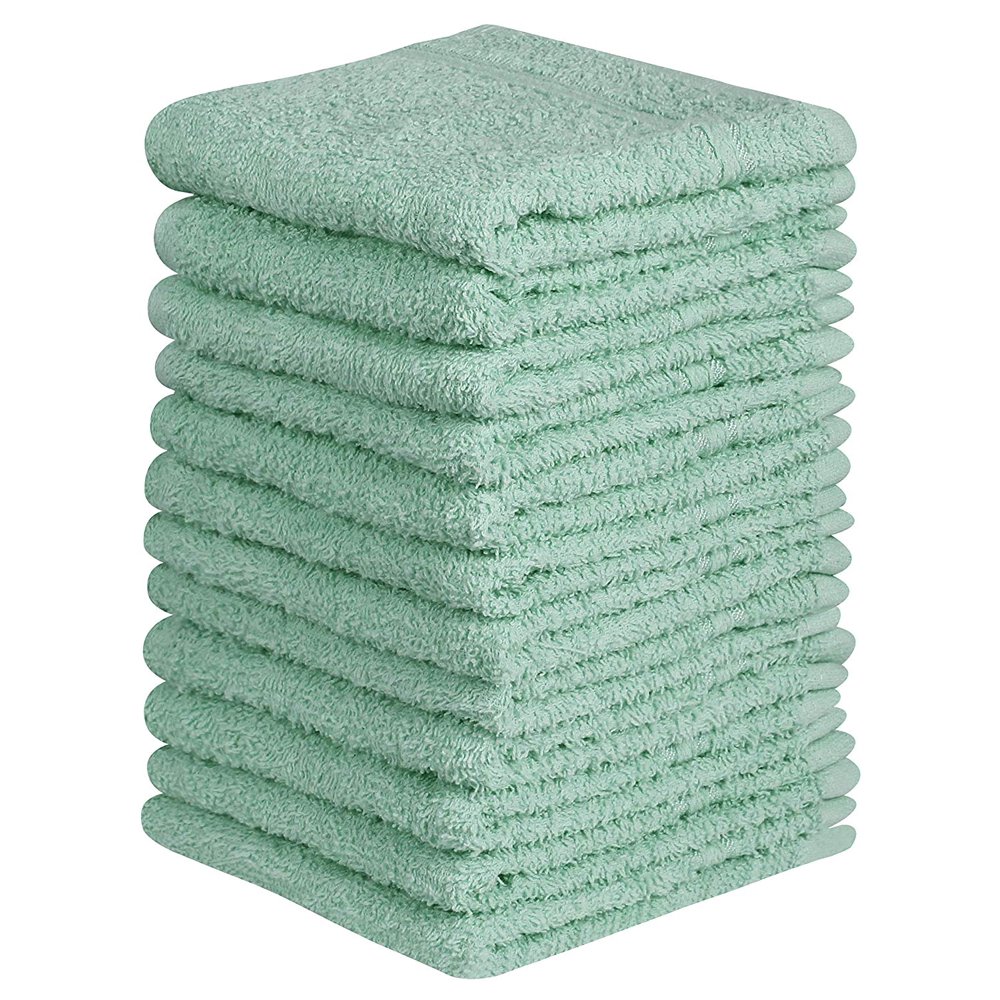 Beauty Threadz 24 Pack 100 Cotton wash Cloths (Seafoam Green, 12 x 12