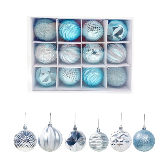 Riforla 12pcs Christmas Decoration Set Green Painted Christmas with Strings Suitable for Christmas Tree Festival Wedding Party and Home Decor Shatterproof Christmas Tree Hangs Blue