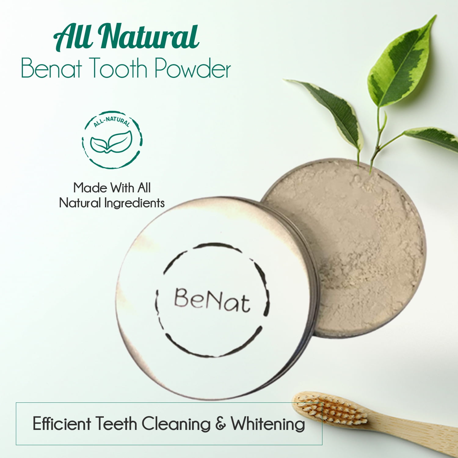 BeNat. Tooth Powder Bundle. 3-Pack. All-Natural Ingredients. No Flouride. For Women & Men