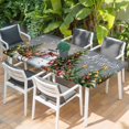 thumbnail image 2 of Grey Christmas Table Cloths for 4 Foot Rectangle Tables, Snowman Xmas Tree Snowflake Gifts Elk Patio Waterproof Elastic Fitted Tablecloths, Washable Rectangular Table Cover for Camping, 2 of 8