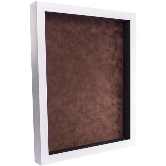 16x24 Shadow Box Frame In White With A 1 3/4" Usable Depth Includes Brown Suede Acid-Free Backing,