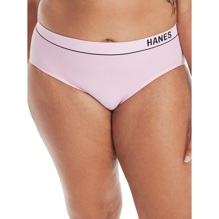Hanes Classics Womens Seamless Retro Rib Hi-Leg Bikini , 3 Pack 