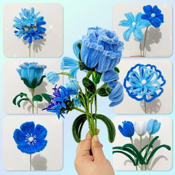 DIY Blue Cornflower Bouquet Craft for Beginner,Making Blue Cornflower Kit for Wedding Party Decor,1pack