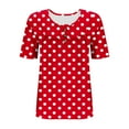 thumbnail image 6 of Hfnxid Women's Plus Size Shirt Pleated Short Sleeve Shirt Button Down Polka Dots Shirts Summer Trendy Casual Vacation TopsRedXXXL, 6 of 7