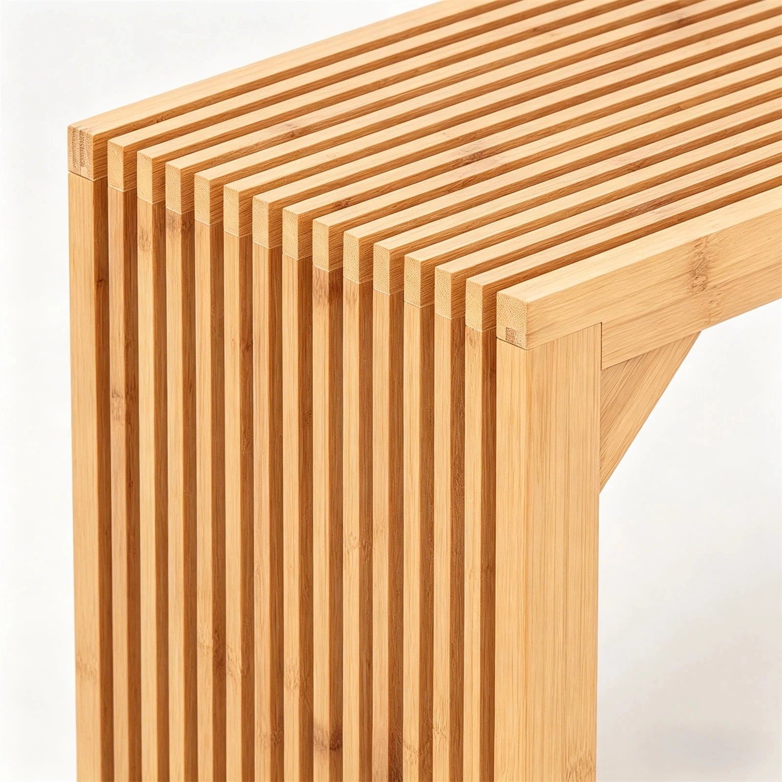 Hommoo Modern Bamboo Dining Bench Long Entryway Bench, Solid Wood Bench, Natural