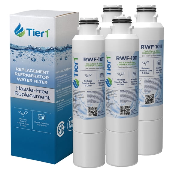 Tier1 RWF1011 DA29-00020B Refrigerator Water Filter | Replacement for Samsung HAF-CIN, WF294, FMS-2 Fridge Filter - Up to 24 Months Supply | Easy Install | Odor Control | Great Tasting Water (4-pk)