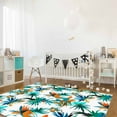 thumbnail image 2 of Area Rugs Indoor Non-Slip Rectangle Rug 5x7 Ft Brown Blue Palm Leaf Tropical Plant Minimalist Style Summer Rug Rubber Backing Floor Mats Non Shedding Home Decor Carpet for Entryway Living Room, 2 of 8