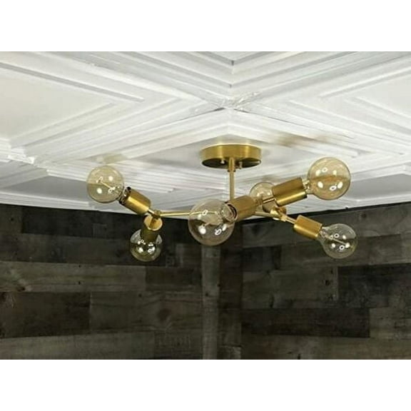 Antique Brass Modern Glass Globe Chandelier 1 Light Sputnik Mid Century Nauticaz