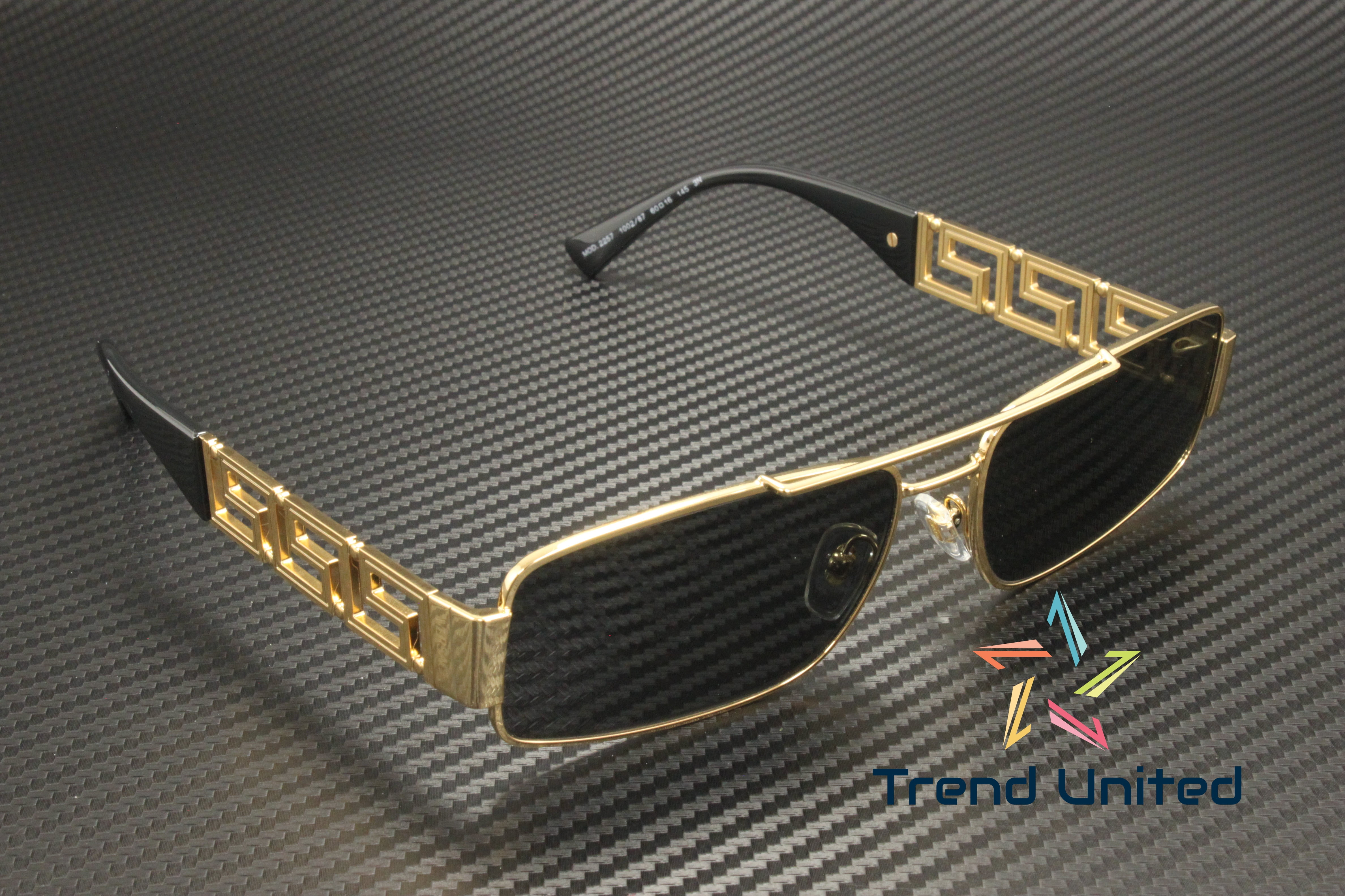 VERSACE VE2257 100287 Gold Dark Grey 60 mm Men's Sunglasses