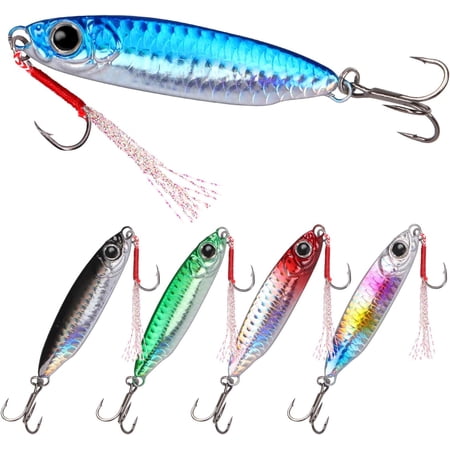 Saltwater Jigs Fishing Lures with Ultra-Sharp Hooks Saltwater Spoon Lure for Tuna Salmon Grouper Sea Fishing Jigging Lure Trolling Spoon for Bass Fishing