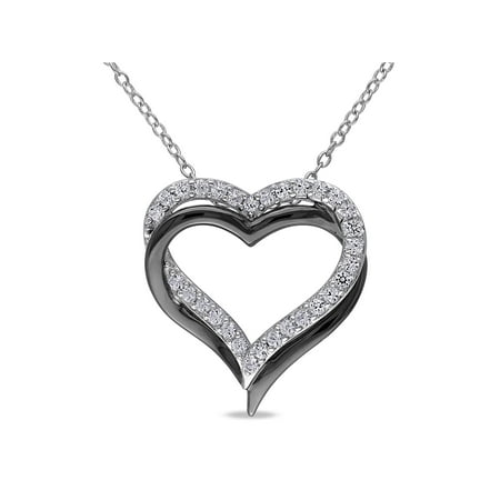 Miabella 5/8 Carat T.G.W. Created White Sapphire Two-Tone Sterling Silver...