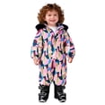 thumbnail image 2 of Trikvn Toddler Kids Girls One Piece Ski Suit Waterproof Winter Snowsuit Graphic Print Snowboard Jumpsuit with Hood Windproof Warm Outdoor Winter Snow Wear Overalls, 2 of 9