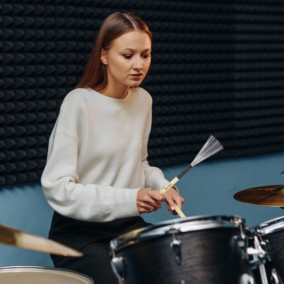 BESTOYARD 2 Pcs Professional Drum Brush for Natural Sound Production with Wire Drum Stick Brush and Wood