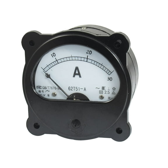 Unique Bargains Unique Bargains Class 2.5  0-30A Screw Mounted Amperemeter Panel Meter Gauge Black