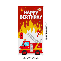 Firefighter Themed Happy Birthday Banner Background Decorations for Birthday Party Photography Props Backdrop Party Supplies Kids Celebration Decor