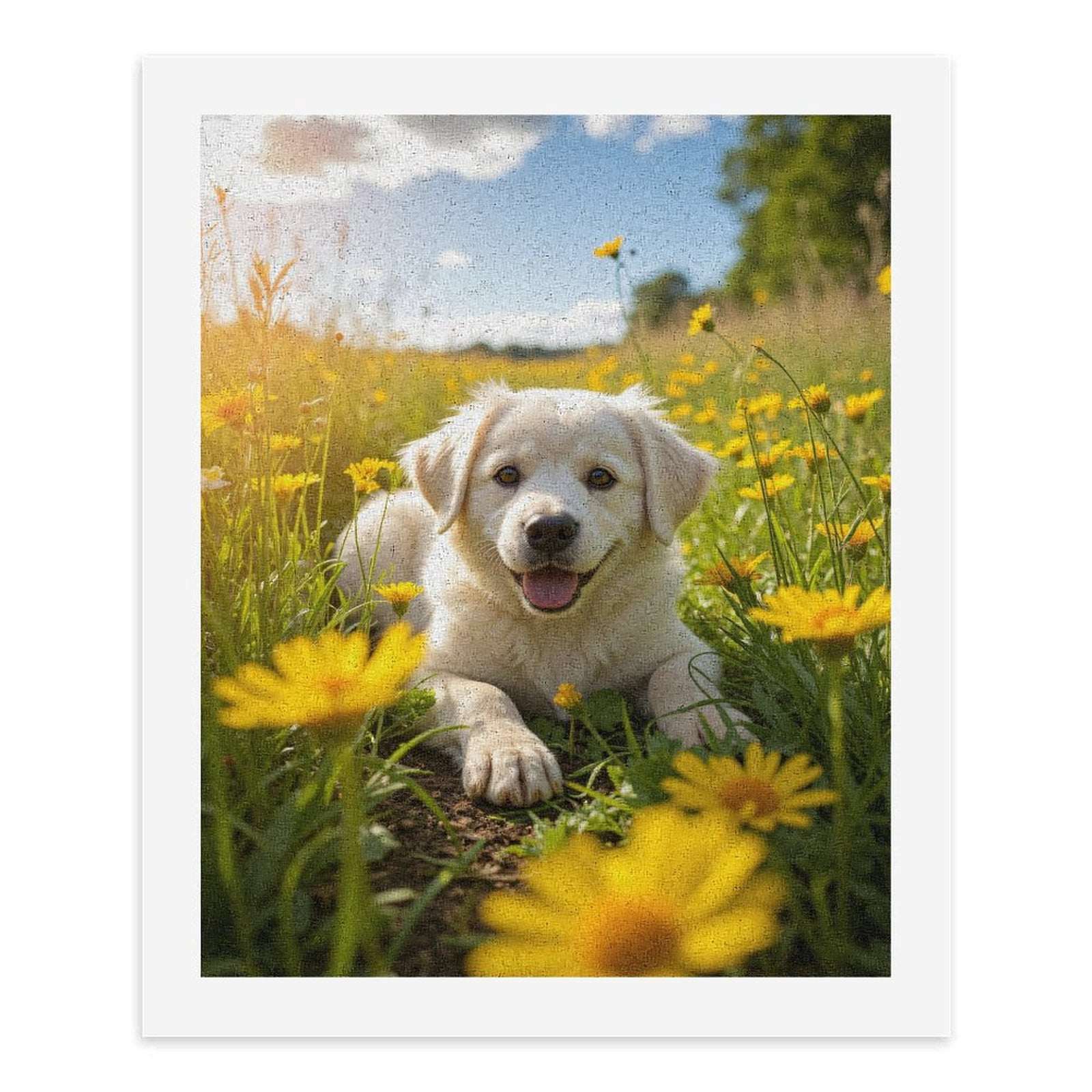 Paint By Numbers Kit for Adults Beginner - DIY Golden Field Happy Puppy Canvas Painting Kits for Adults, Frameless Paint By Number for Adults for Home Wall Decor 16x20 Inch
