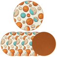 thumbnail image 2 of Basketball Set of 6 Round Microfiber Leather Coasters, 11x11 cm/4.3x4.3 in, Stain Drink Mats for Home and Office, 2 of 6
