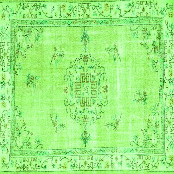 Ahgly Company Indoor Square Abstract Green Contemporary Area Rugs, 3' Square