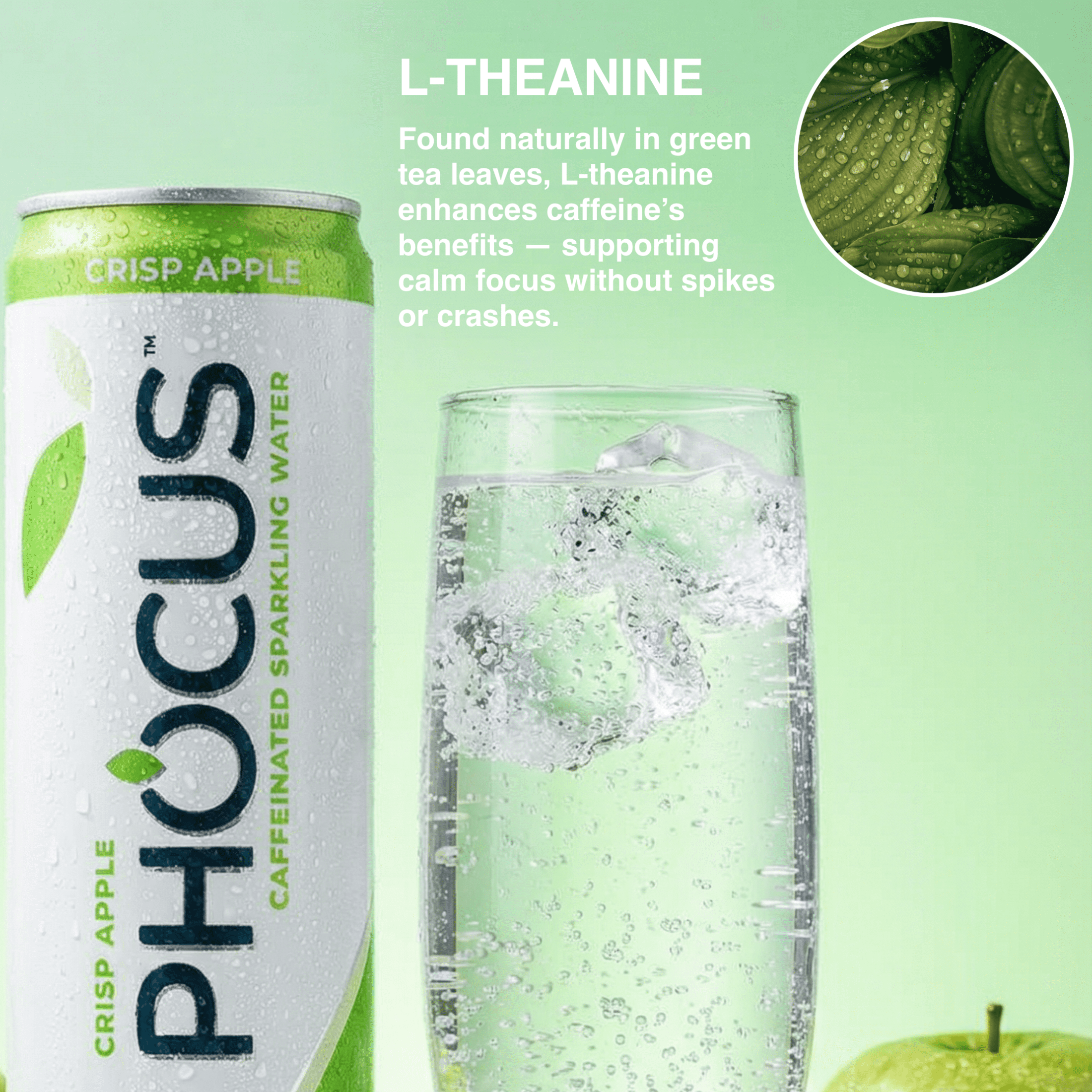 Phocus Caffeinated Sparkling Water Crisp Apple