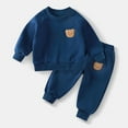 thumbnail image 2 of THDHVS Toddler Boy Outfits,Toddler Outfits for Girls,Kid's Clothing for Boys and Girls Long Sleeve Stand Up Collar with Embroidered Teddy Bear Cute Comfortable and Warm Sports Set Navy 4-5 Years, 2 of 4