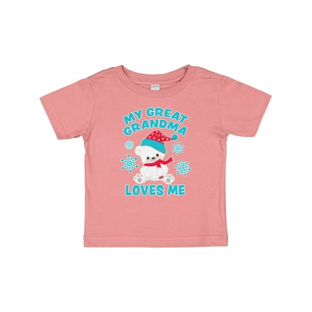 

Inktastic Polar Bear My Great Grandma Loves Me in Santa Hat Gift Baby Boy or Baby Girl T-Shirt