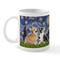 CafePress - Starry Night / Corgi Pair Mug - 11 oz Ceramic Mug - Novelty Coffee Tea Cup