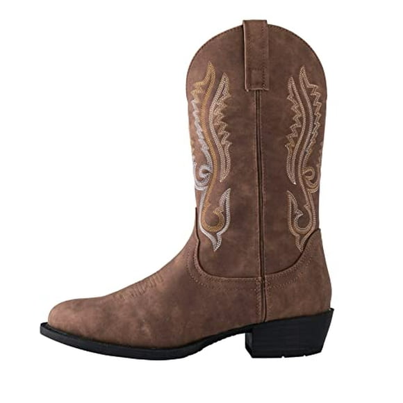 Canyon Trails Mens Classic Durable Pointed Toe Embroidered Western Rodeo Cowboy Boots Brown, numeric_11