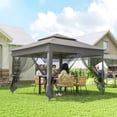 thumbnail image 2 of 11'x11' Pop Up Canopy 2-Tier Soft Top Gazebo w/ Mesh Netting, Dark Grey, 2 of 10